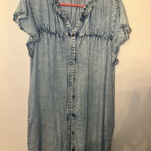 Eesome Blue Denim Ruffle Dress